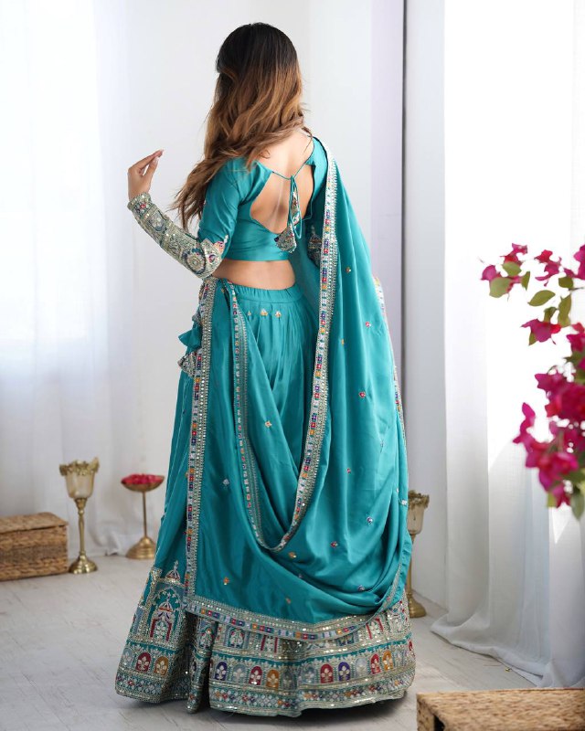 Raang Mahal Natural Crep silk Embroidered Lehenga Choli