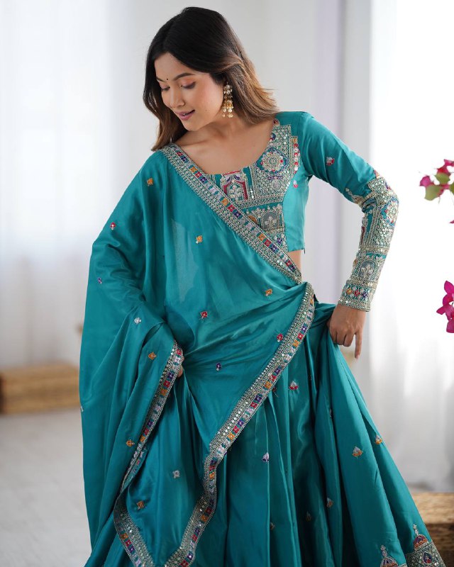 Raang Mahal Natural Crep silk Embroidered Lehenga Choli
