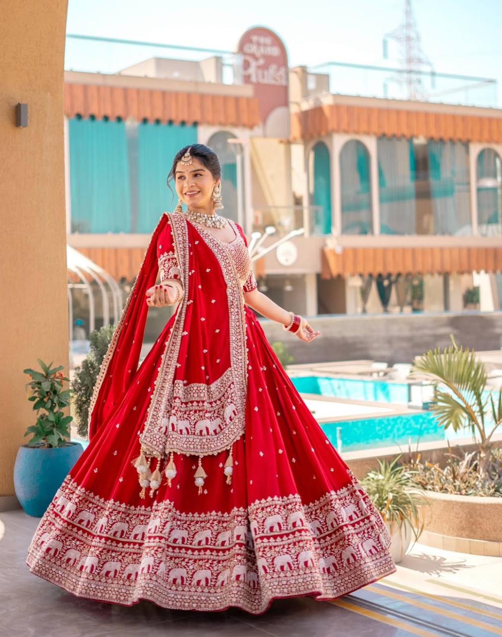 Inara Scarlet Traditions Red Fox Georgette lehenga set