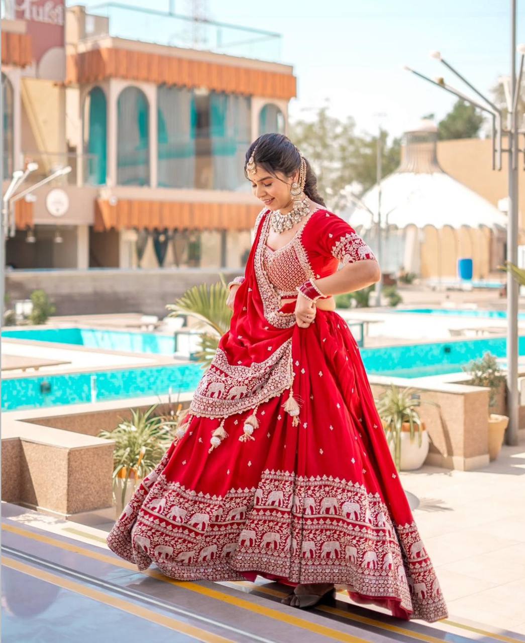 Inara Scarlet Traditions Red Fox Georgette lehenga set