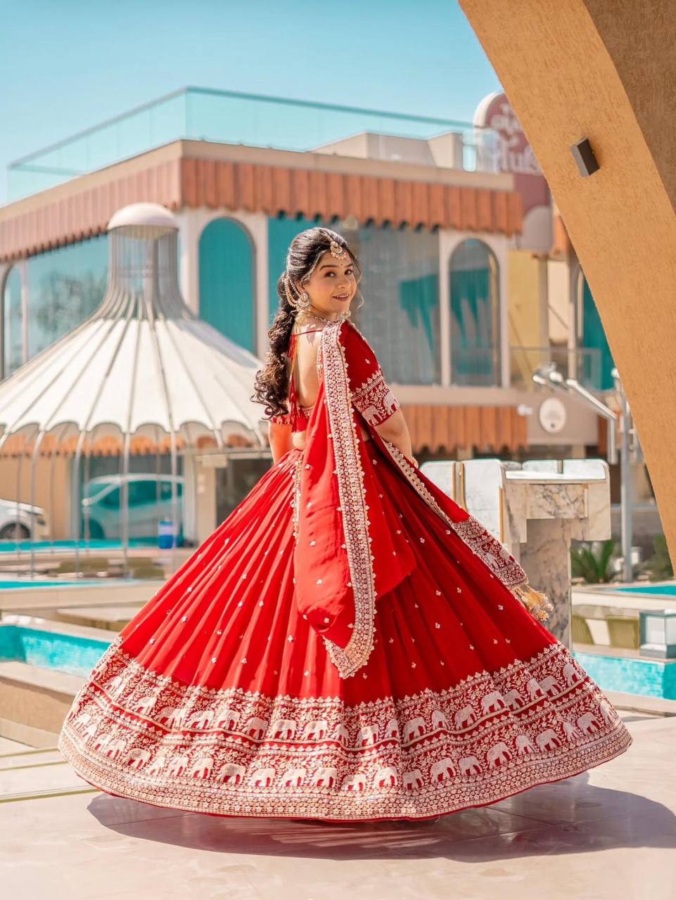 Inara Scarlet Traditions Red Fox Georgette lehenga set
