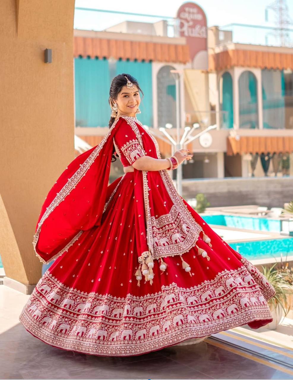Inara Scarlet Traditions Red Fox Georgette lehenga set