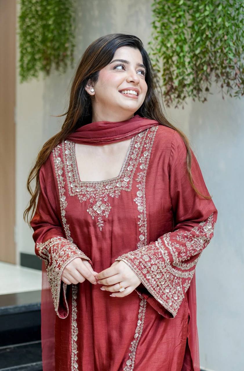 Ayesha’s Royal Look Blue & Rust Grace Sut Set