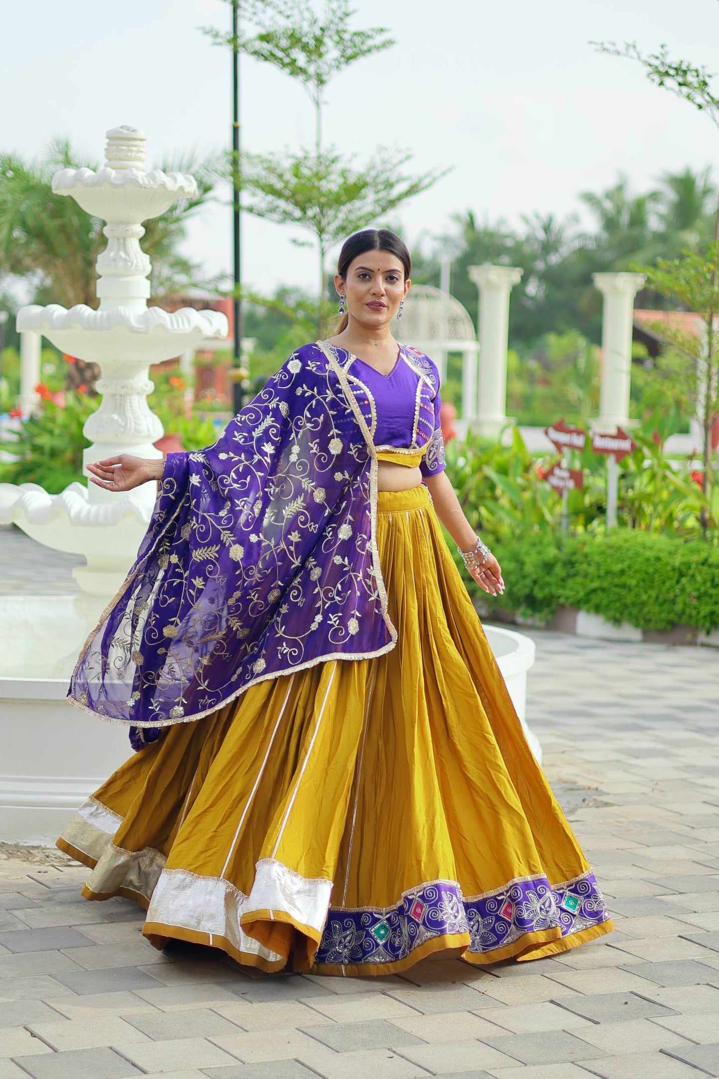 Royal Charm in Mustard & Purple Elegant Look Lehenga Set