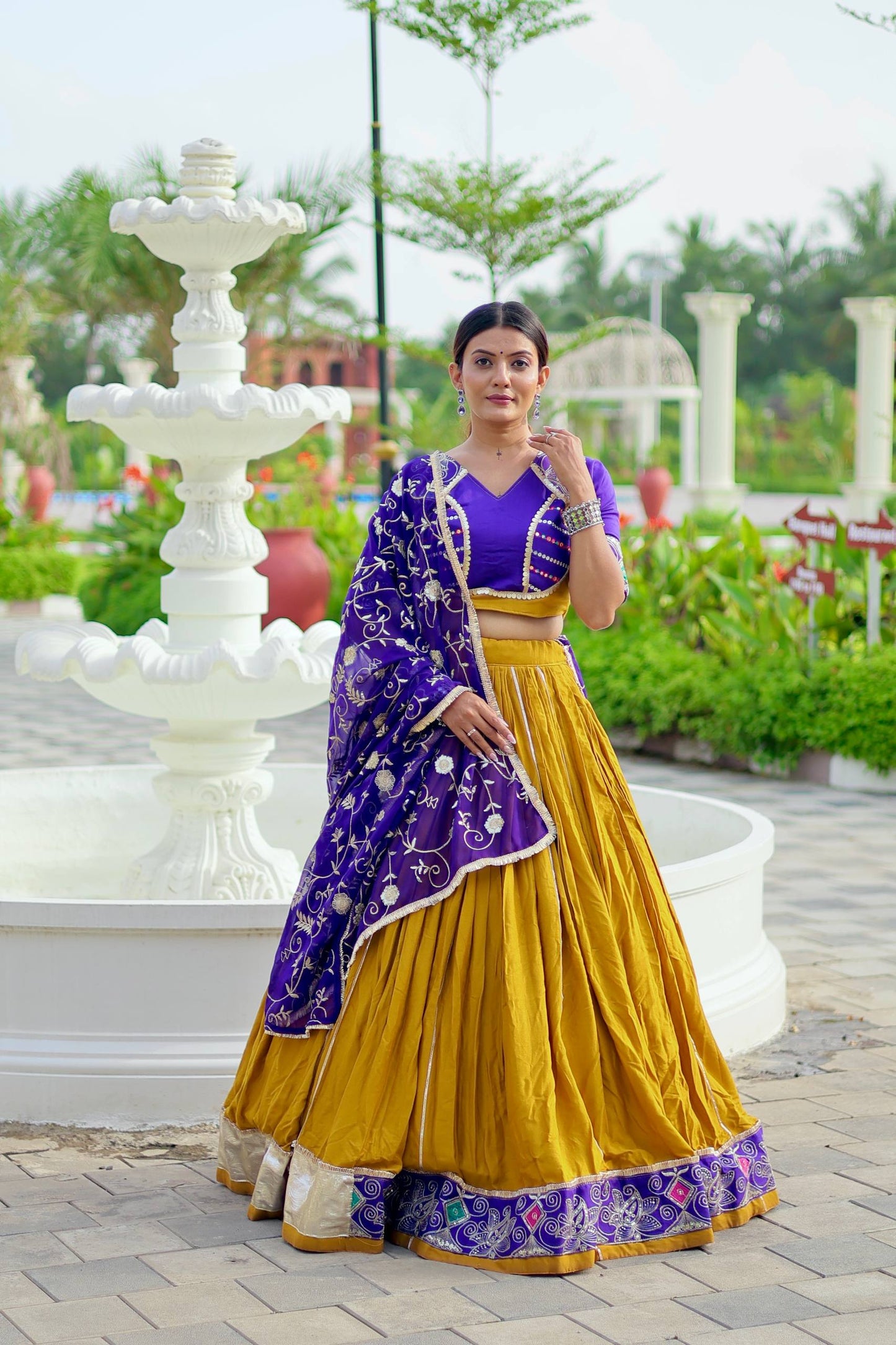 Royal Charm in Mustard & Purple Elegant Look Lehenga Set