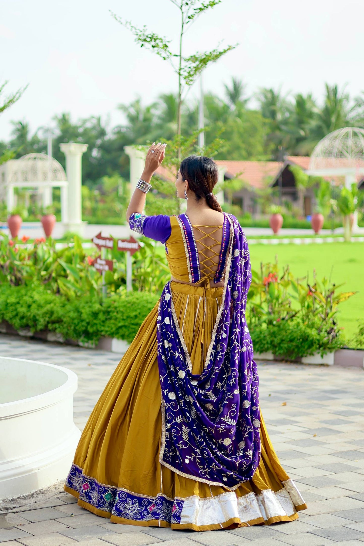 Royal Charm in Mustard & Purple Elegant Look Lehenga Set