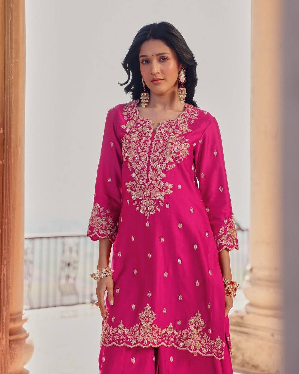 Zoya Magenta Mint Royal Charm Pink Plazzo Suit Set