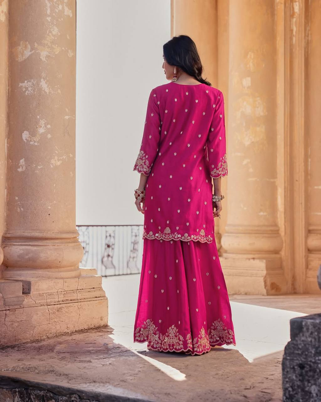 Zoya Magenta Mint Royal Charm Pink Plazzo Suit Set