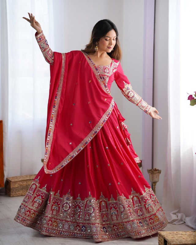Raang Mahal Natural Crep silk Embroidered Lehenga Choli