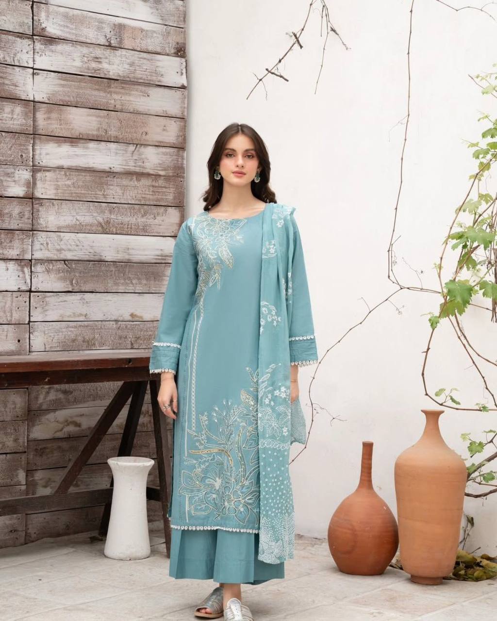 Aira Serene Aqua Grace Plazzo Suit Set