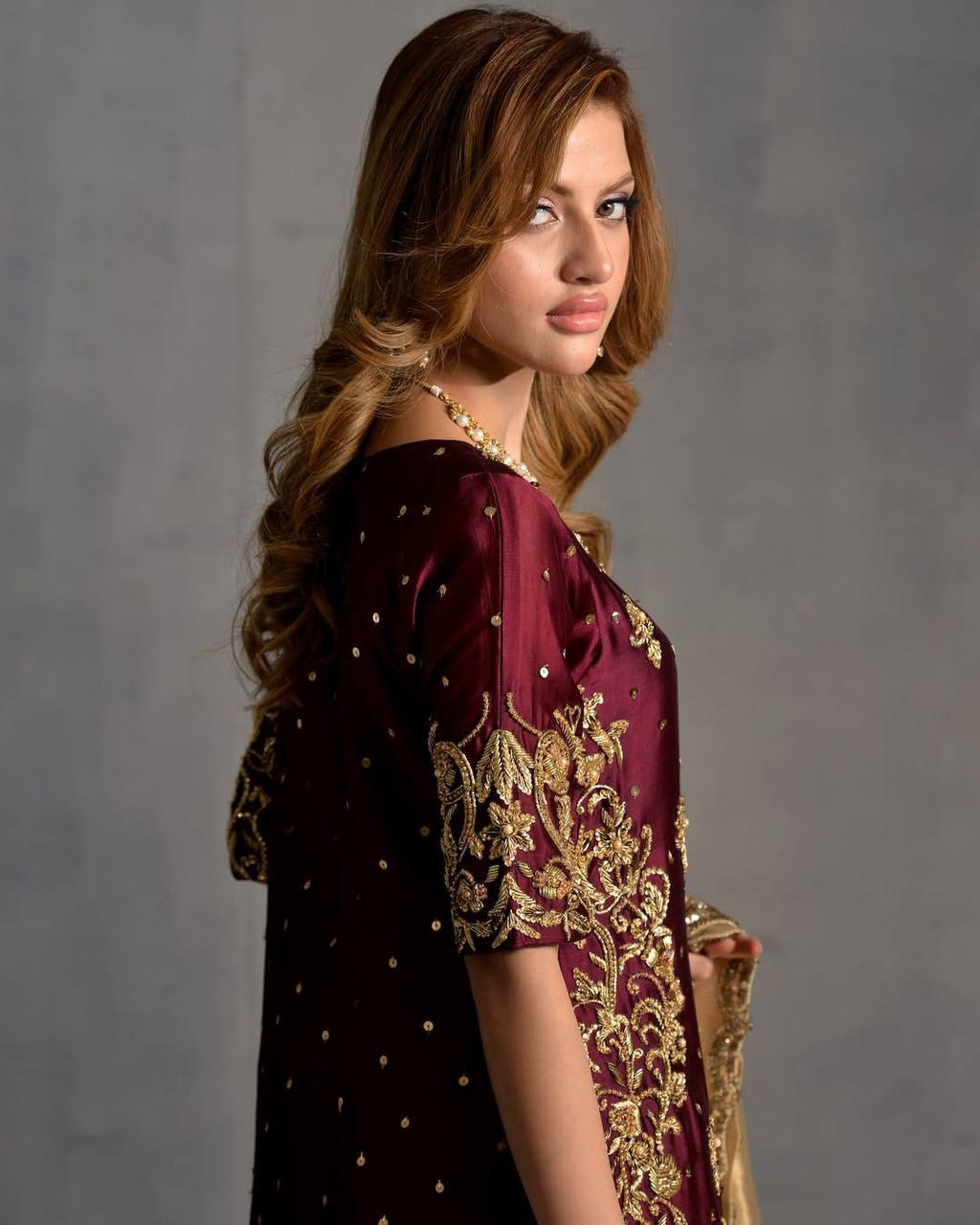 Mahira Maroon With Gold Royal Elegance Salwar Set