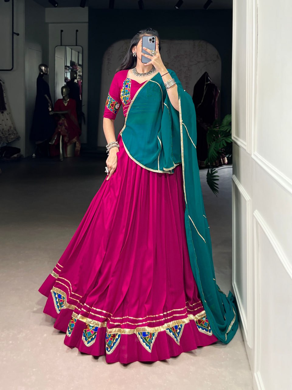 Magenta Grace with Teal Charm Festive Lehenga Set