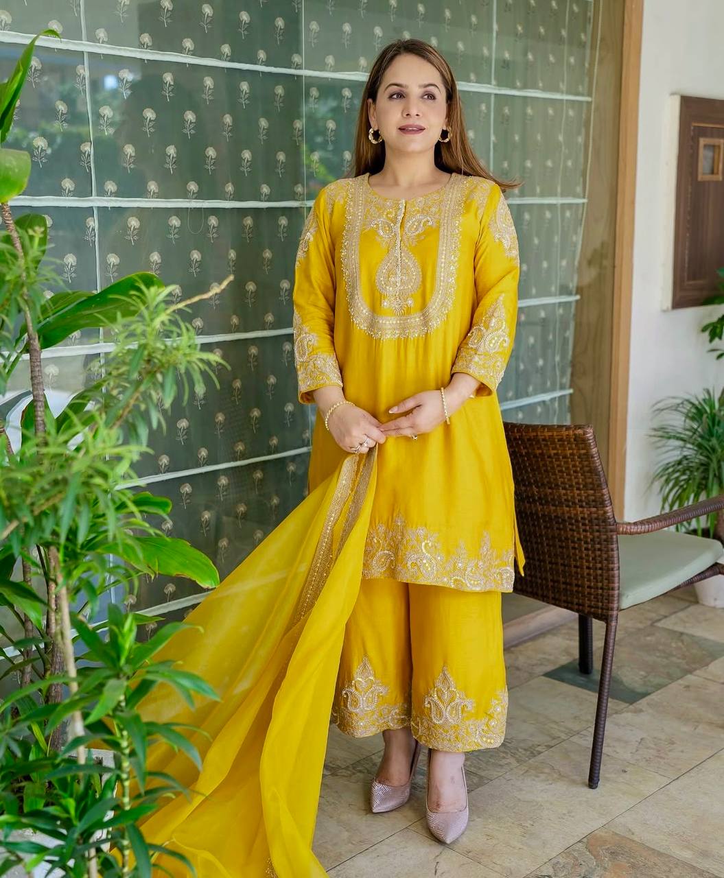 Zara Crimson Gold Elegance Suit Set