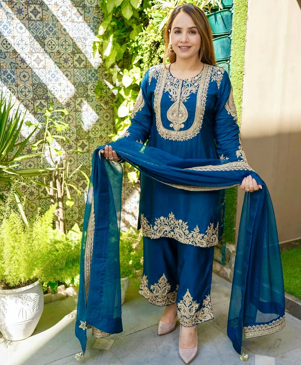 Zara Crimson Gold Elegance Suit Set