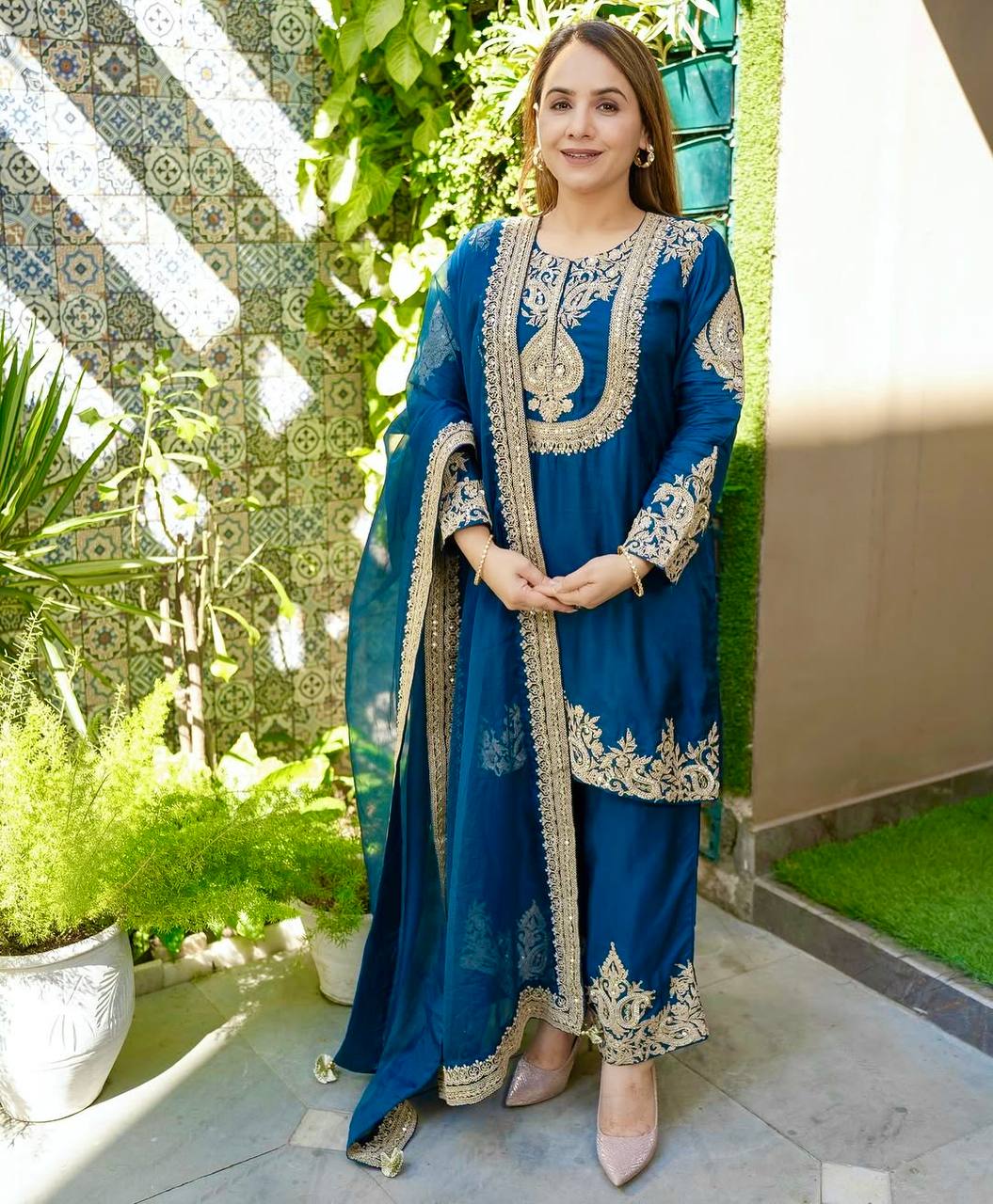 Zara Crimson Gold Elegance Suit Set