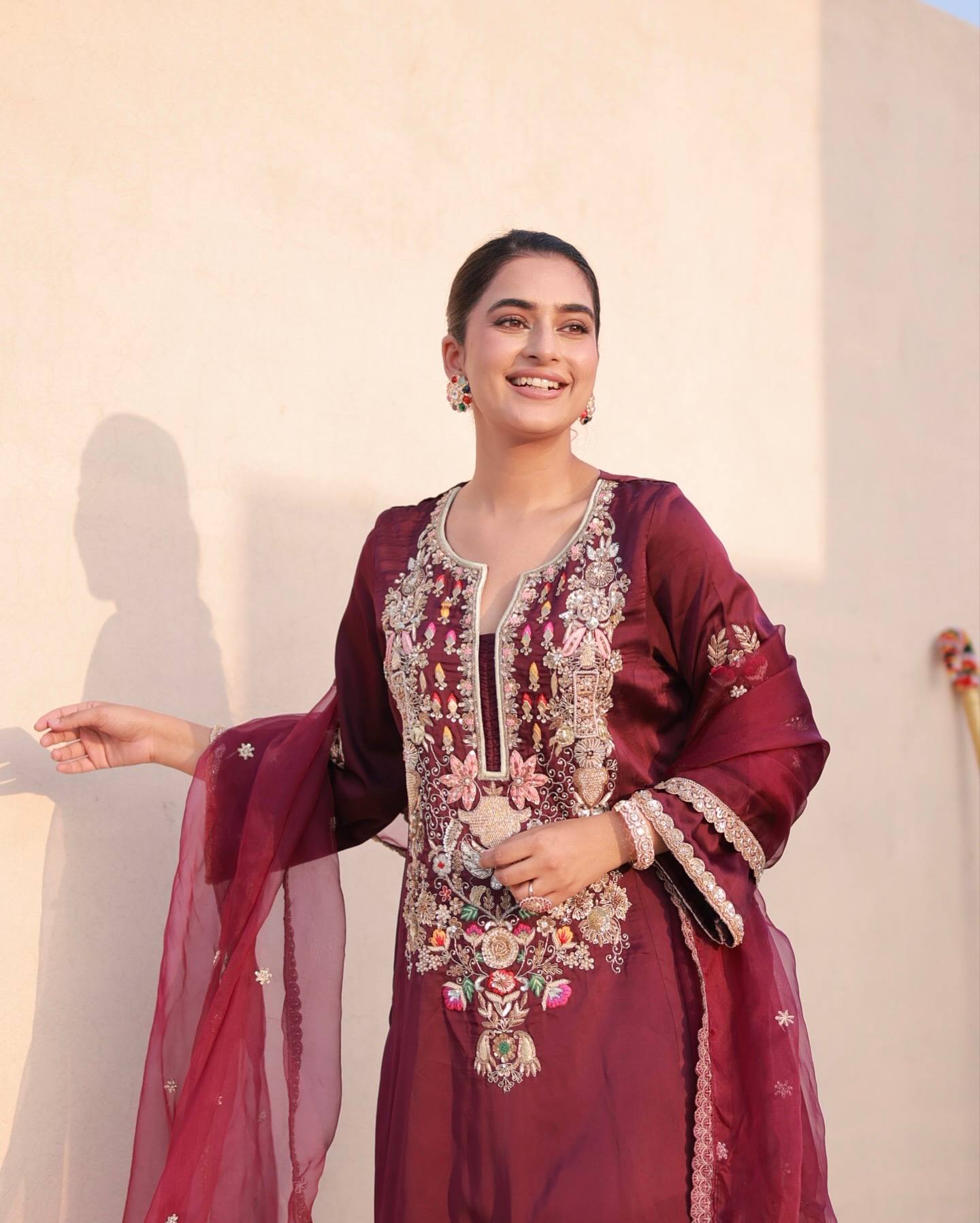 Mahira in Plum Elegance Embroidered Kurta Set