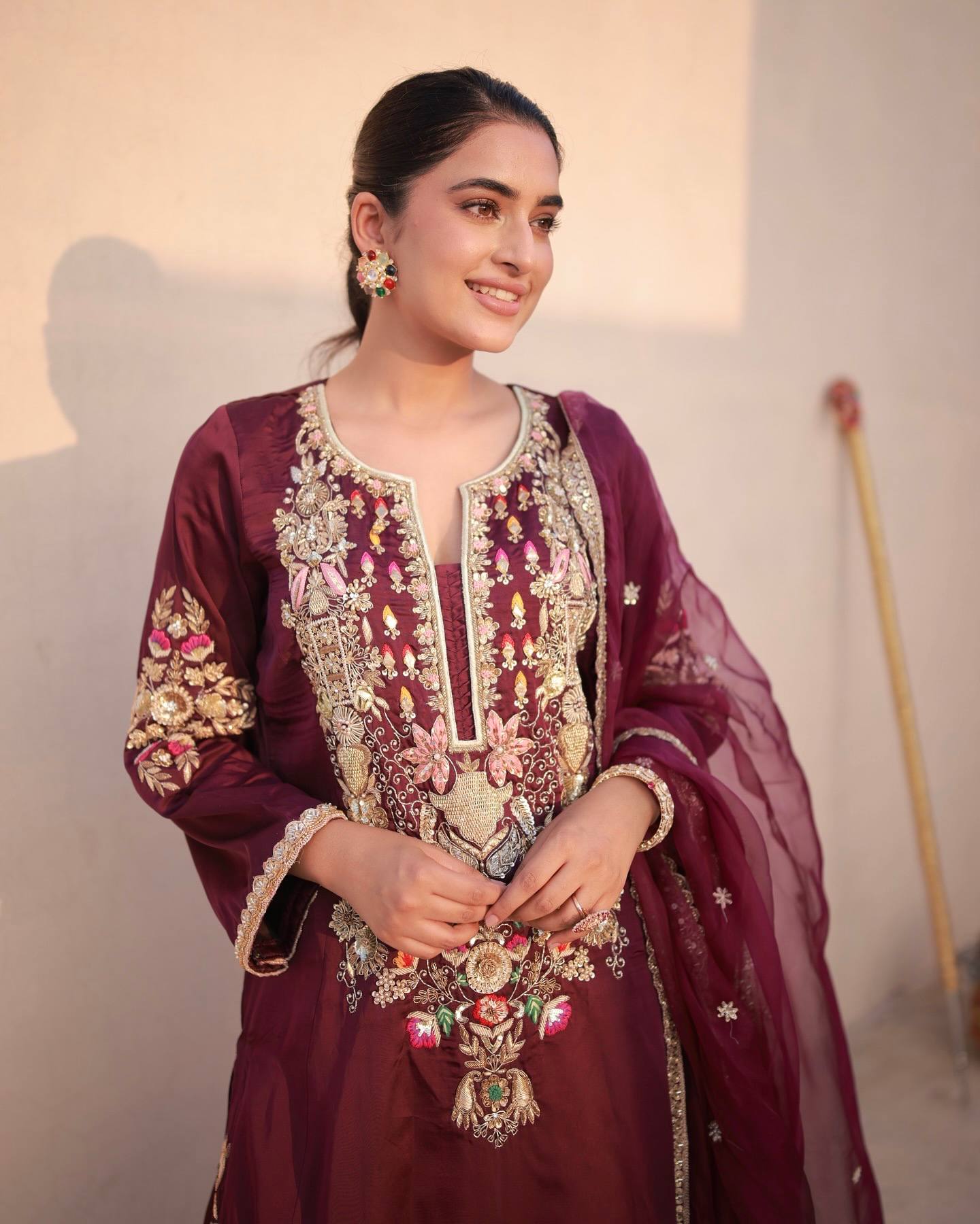 Mahira in Plum Elegance Embroidered Kurta Set