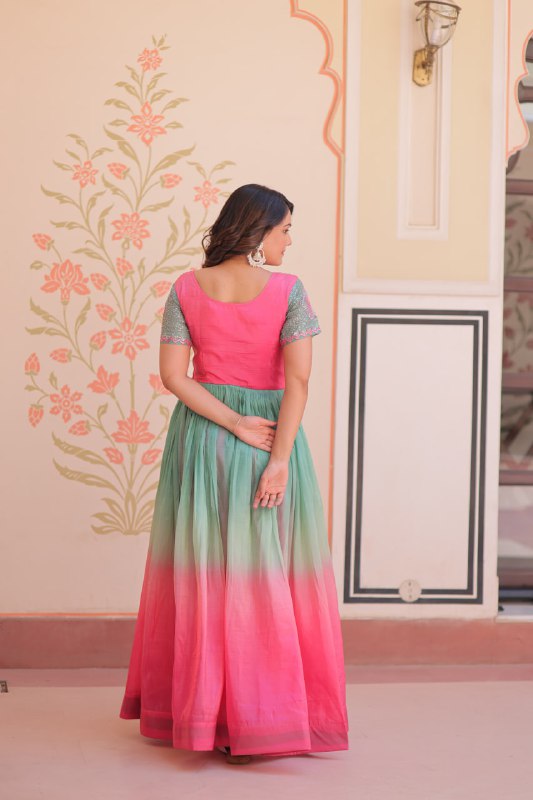 Royal Multicolor Bloom Readymade Designer Gown