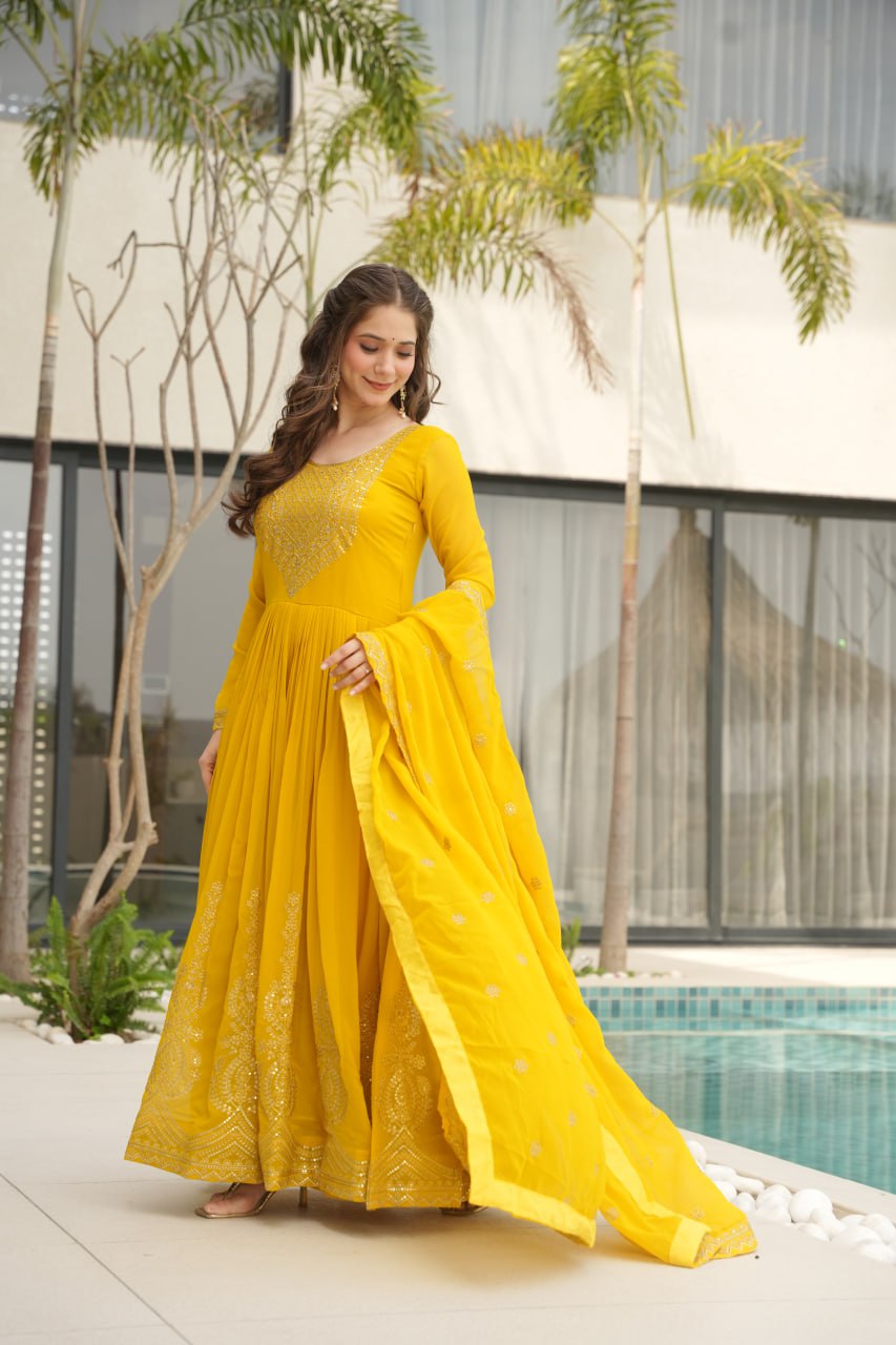 Zeenat Beatiful Faux Blooming Readymade Gown