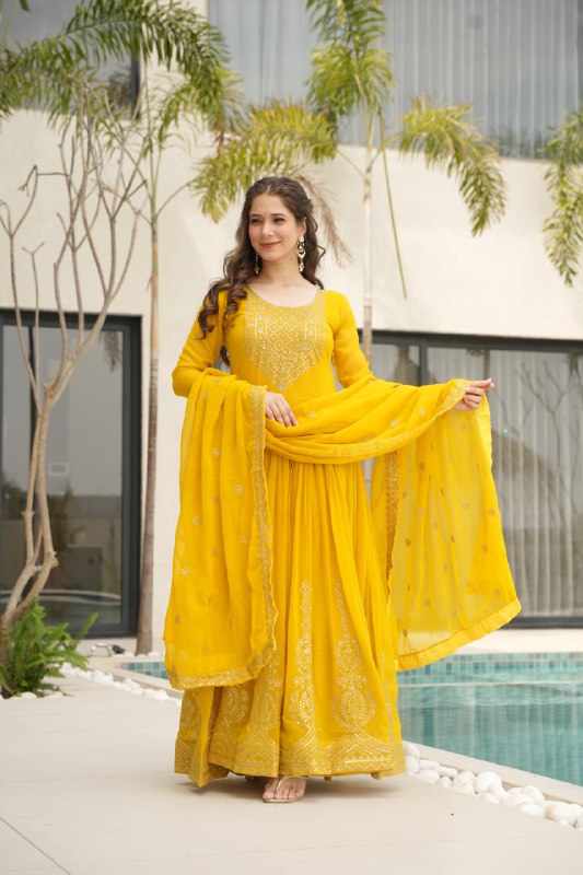 Zeenat Beatiful Faux Blooming Readymade Gown