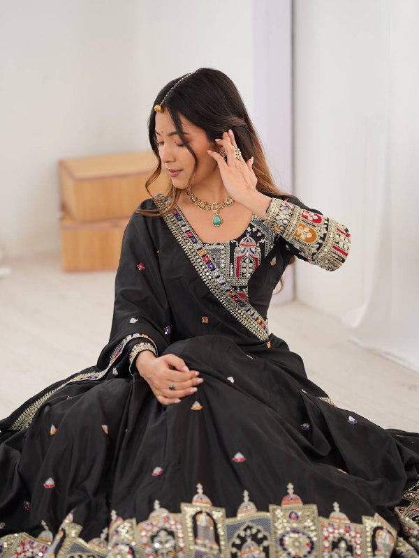 Raang Mahal Natural Crep silk Embroidered Lehenga Choli