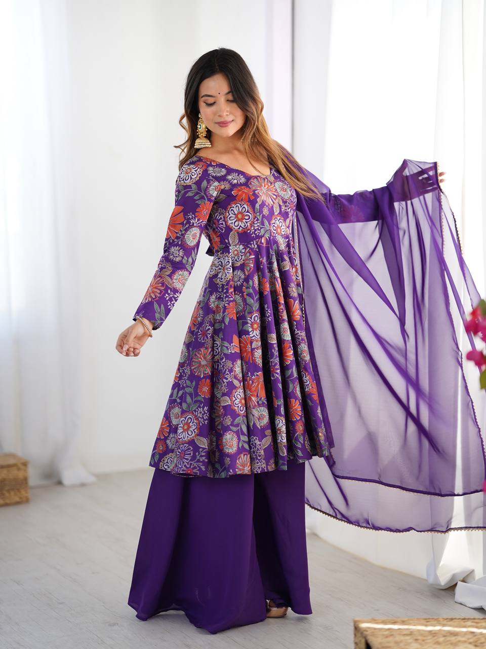 Ameyra Romansilk Chanderi Print Kediya Set