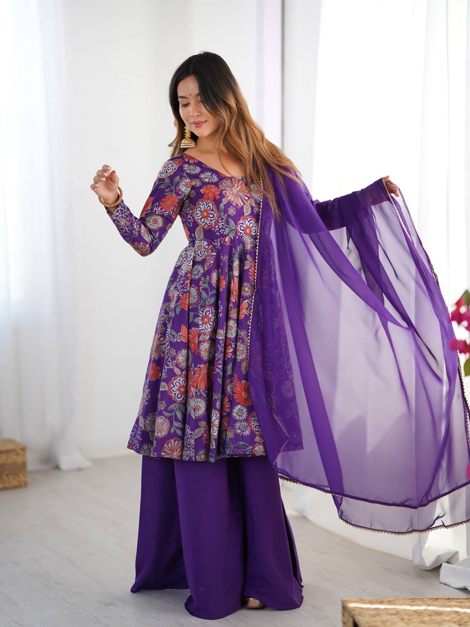 Ameyra Romansilk Chanderi Print Kediya Set
