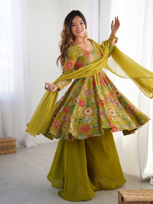 Ameyra Romansilk Chanderi Print Kediya Set
