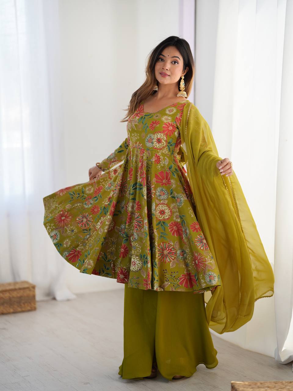 Ameyra Romansilk Chanderi Print Kediya Set