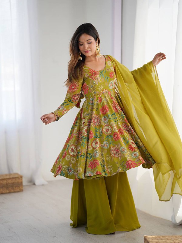 Ameyra Romansilk Chanderi Print Kediya Set