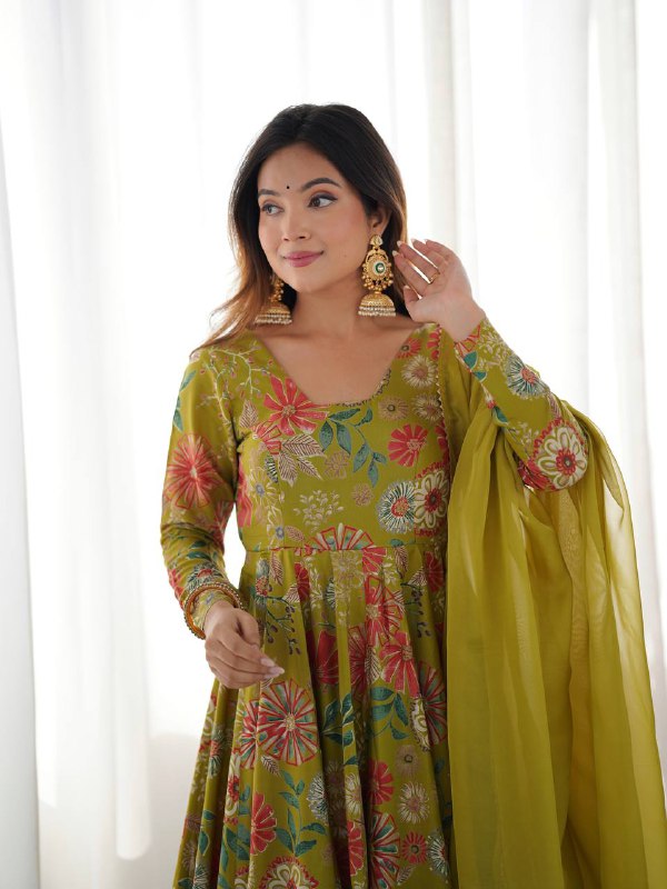 Ameyra Romansilk Chanderi Print Kediya Set