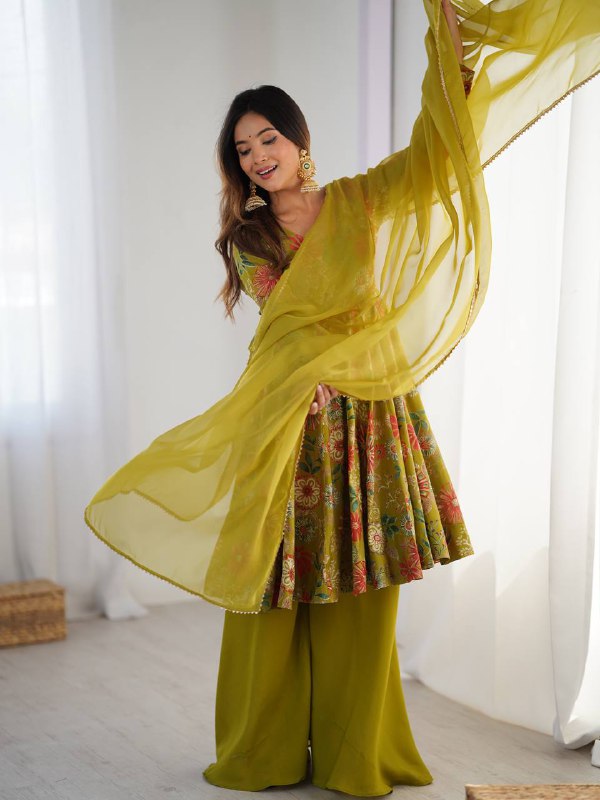 Ameyra Romansilk Chanderi Print Kediya Set