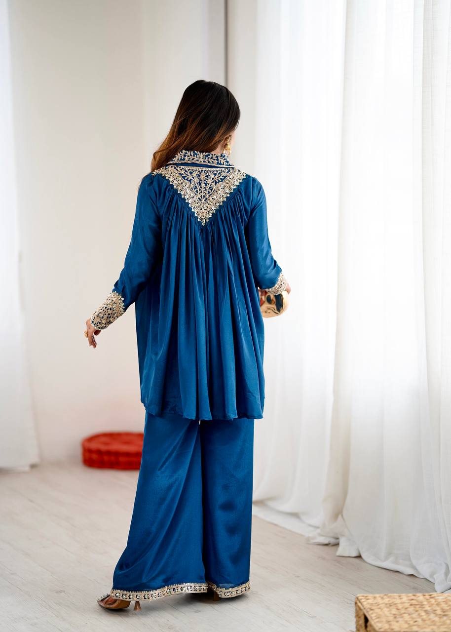 Aarvi’s Royal Charm Elegant Blue Cord Set