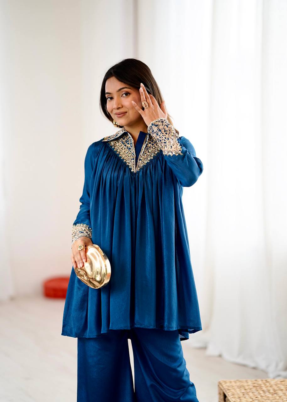 Aarvi’s Royal Charm Elegant Blue Cord Set