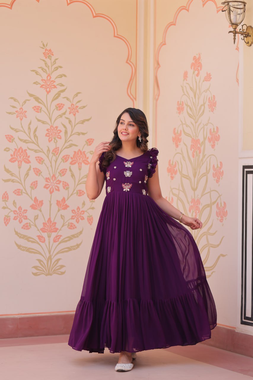 Farisha Designer Butterfly Bloom Festive Flow Gown