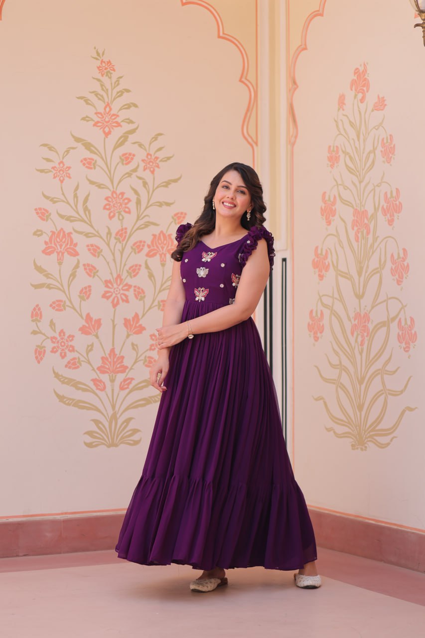 Farisha Designer Butterfly Bloom Festive Flow Gown
