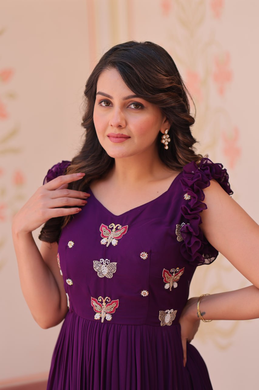 Farisha Designer Butterfly Bloom Festive Flow Gown