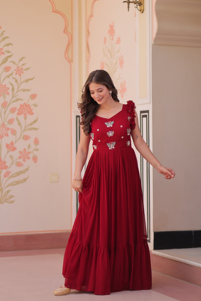 Farisha Designer Butterfly Bloom Festive Flow Gown