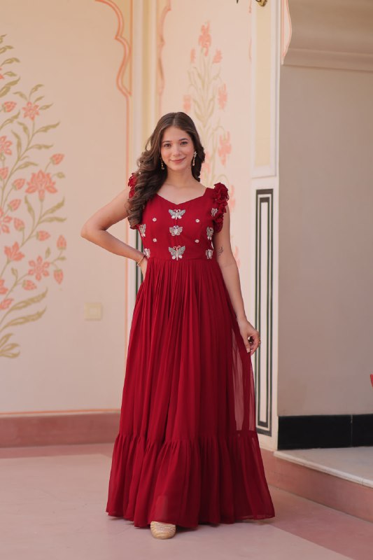 Farisha Designer Butterfly Bloom Festive Flow Gown