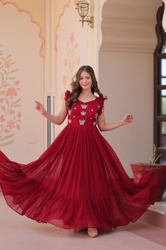 Farisha Designer Butterfly Bloom Festive Flow Gown