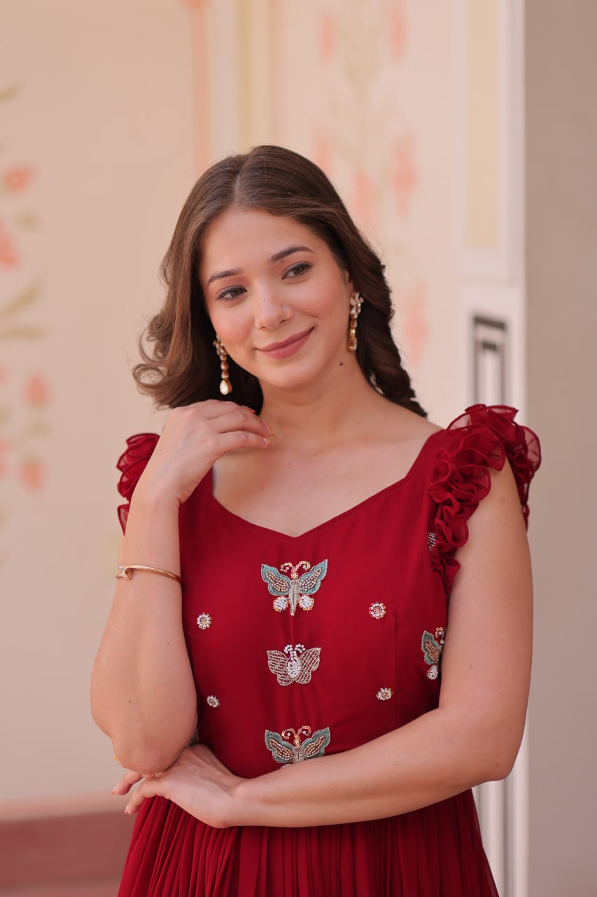 Farisha Designer Butterfly Bloom Festive Flow Gown
