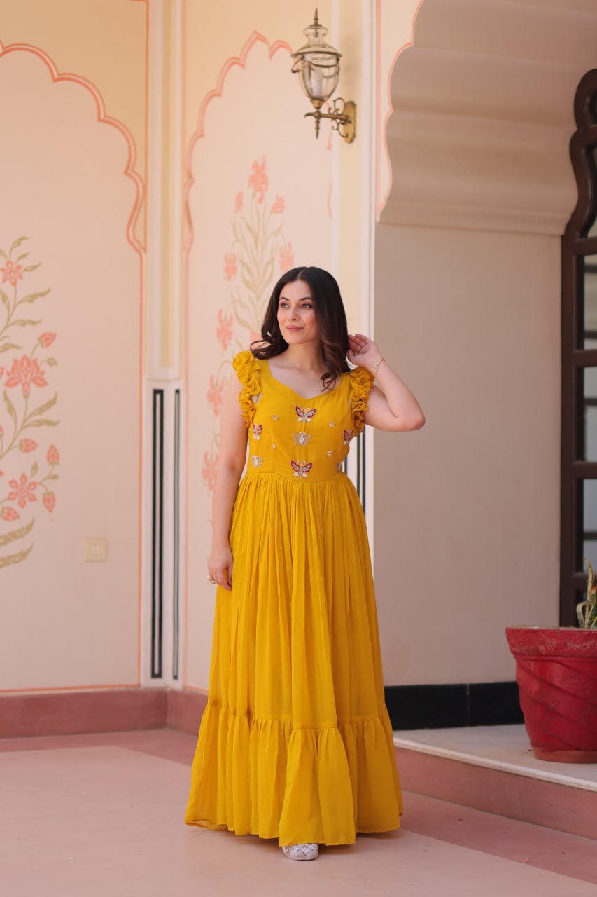 Farisha Designer Butterfly Bloom Festive Flow Gown