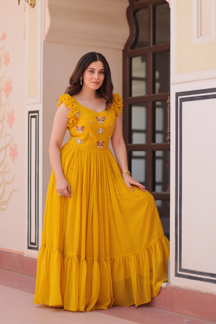 Farisha Designer Butterfly Bloom Festive Flow Gown
