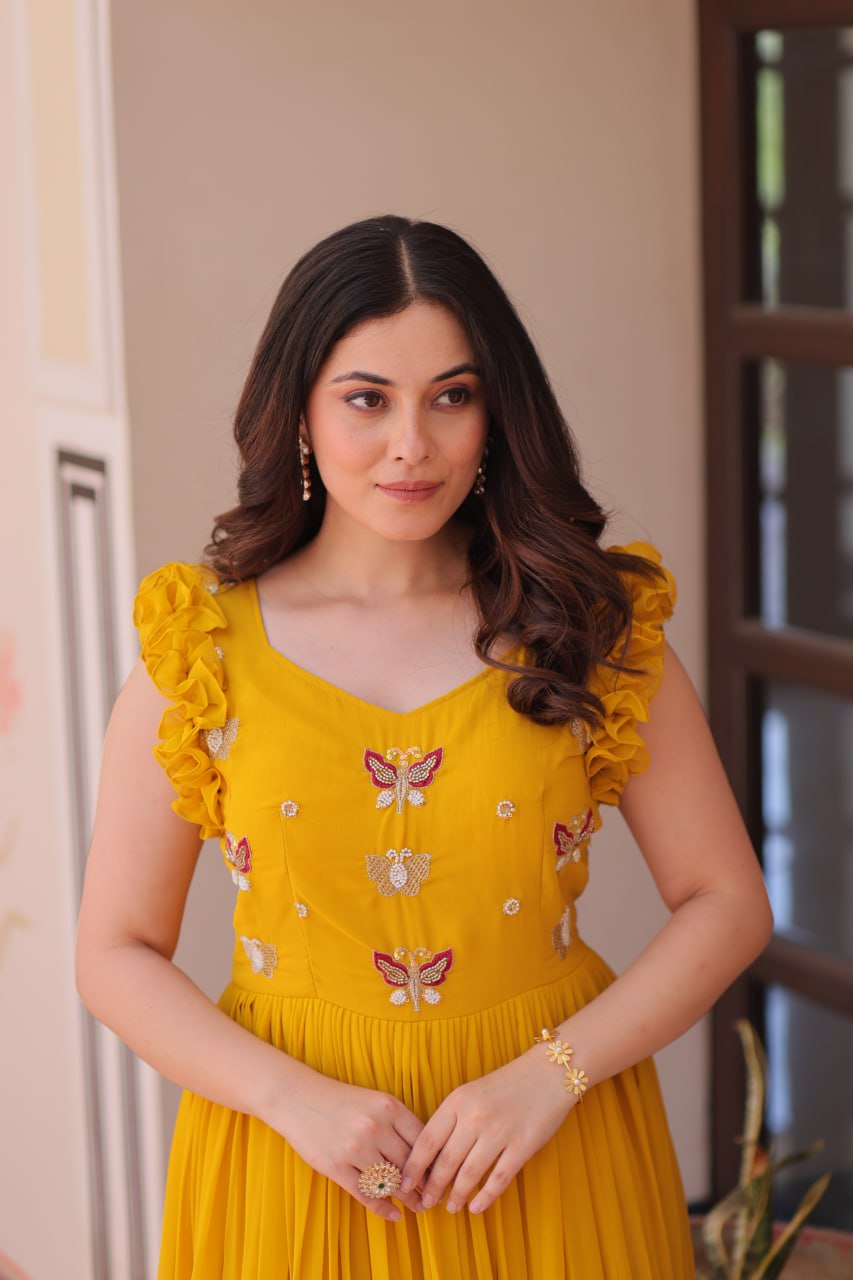 Farisha Designer Butterfly Bloom Festive Flow Gown