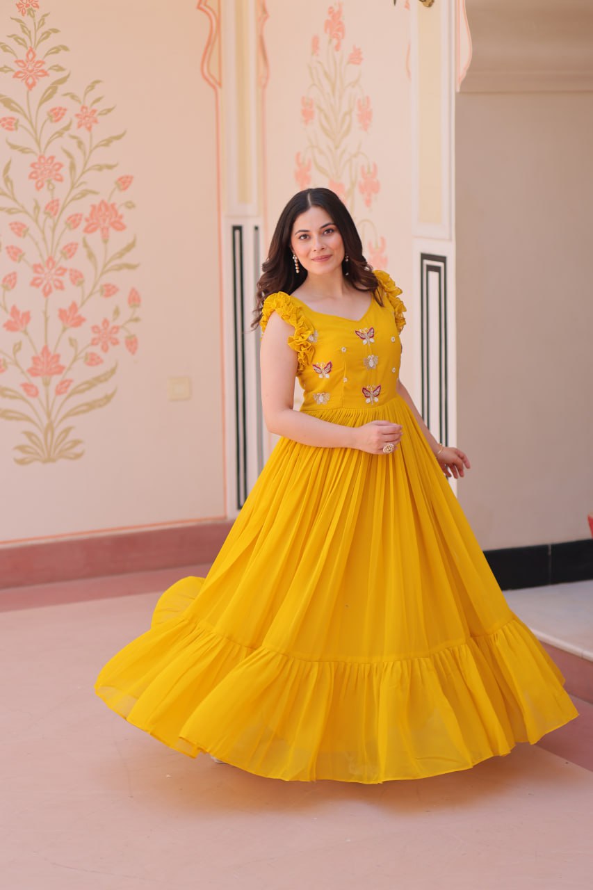 Farisha Designer Butterfly Bloom Festive Flow Gown