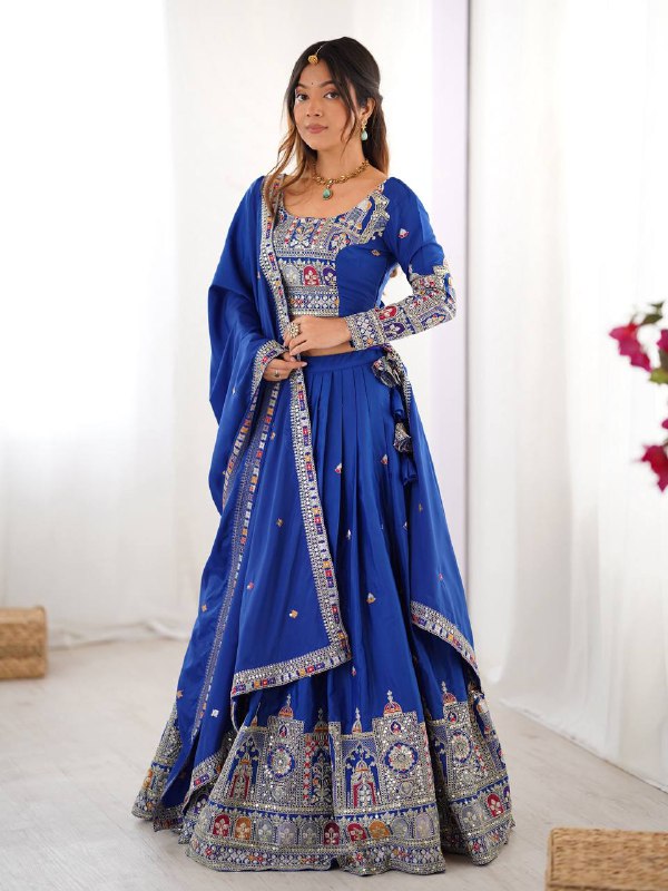 Raang Mahal Natural Crep silk Embroidered Lehenga Choli