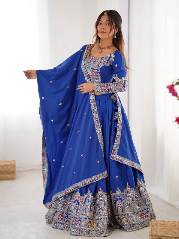 Raang Mahal Natural Crep silk Embroidered Lehenga Choli
