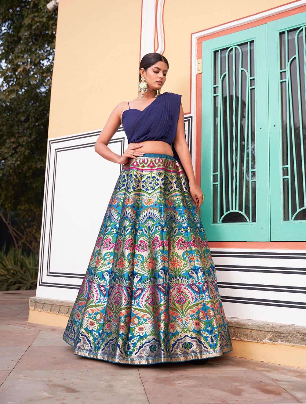 Navrang Misti Royal Blue Traditional Banarasi Lehenga