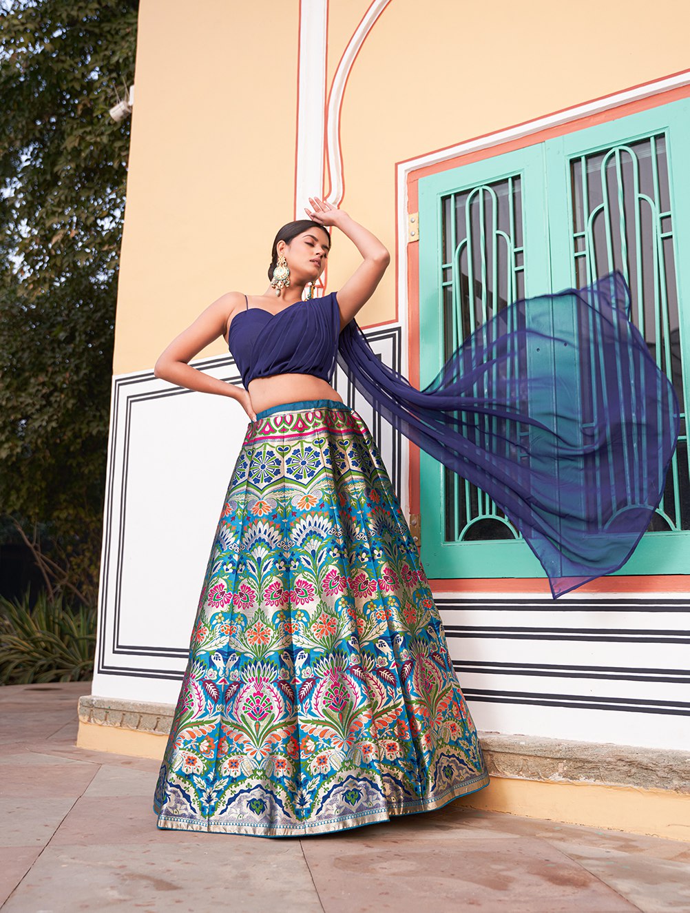 Navrang Misti Royal Blue Traditional Banarasi Lehenga