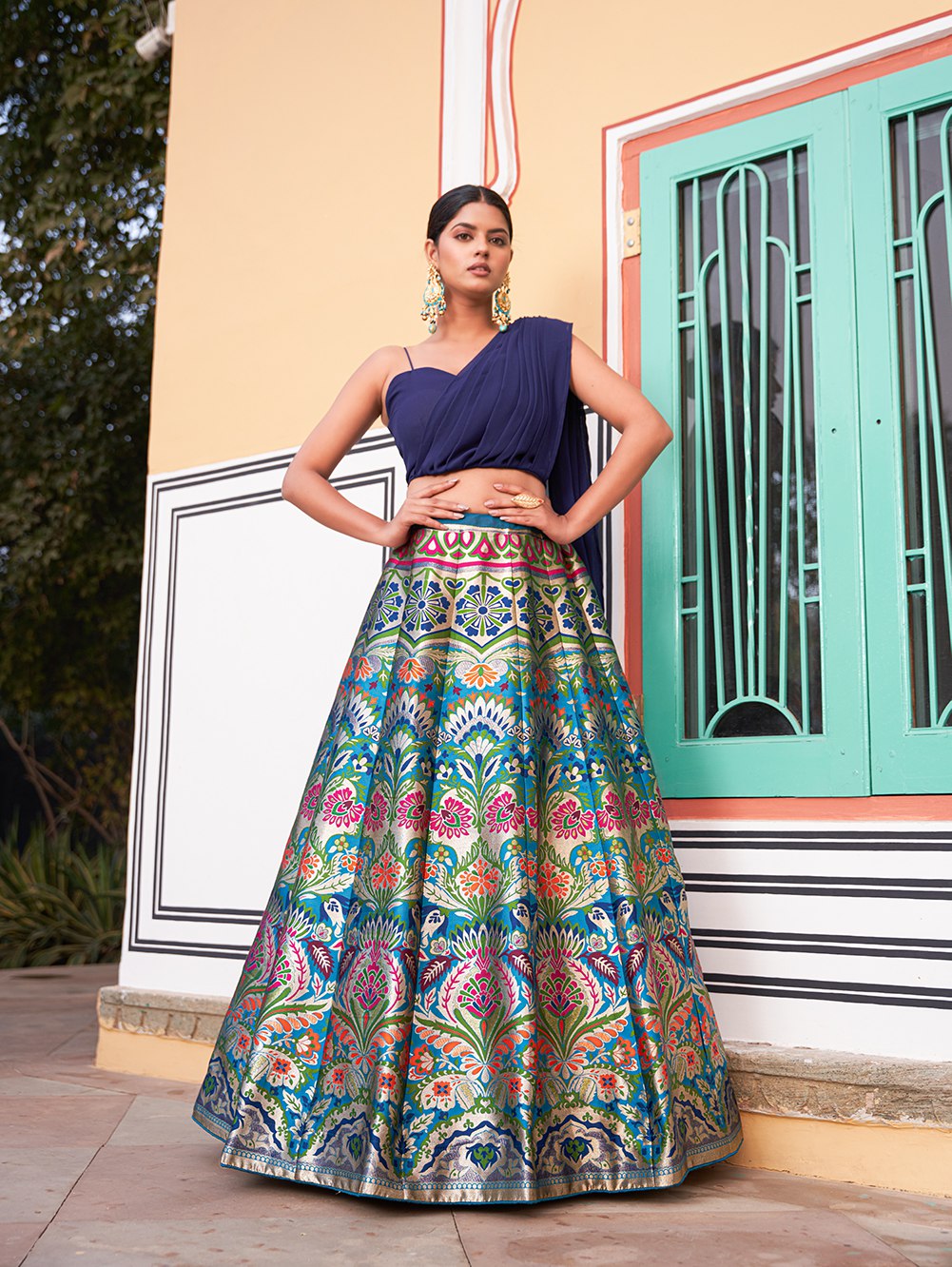 Navrang Misti Royal Blue Traditional Banarasi Lehenga